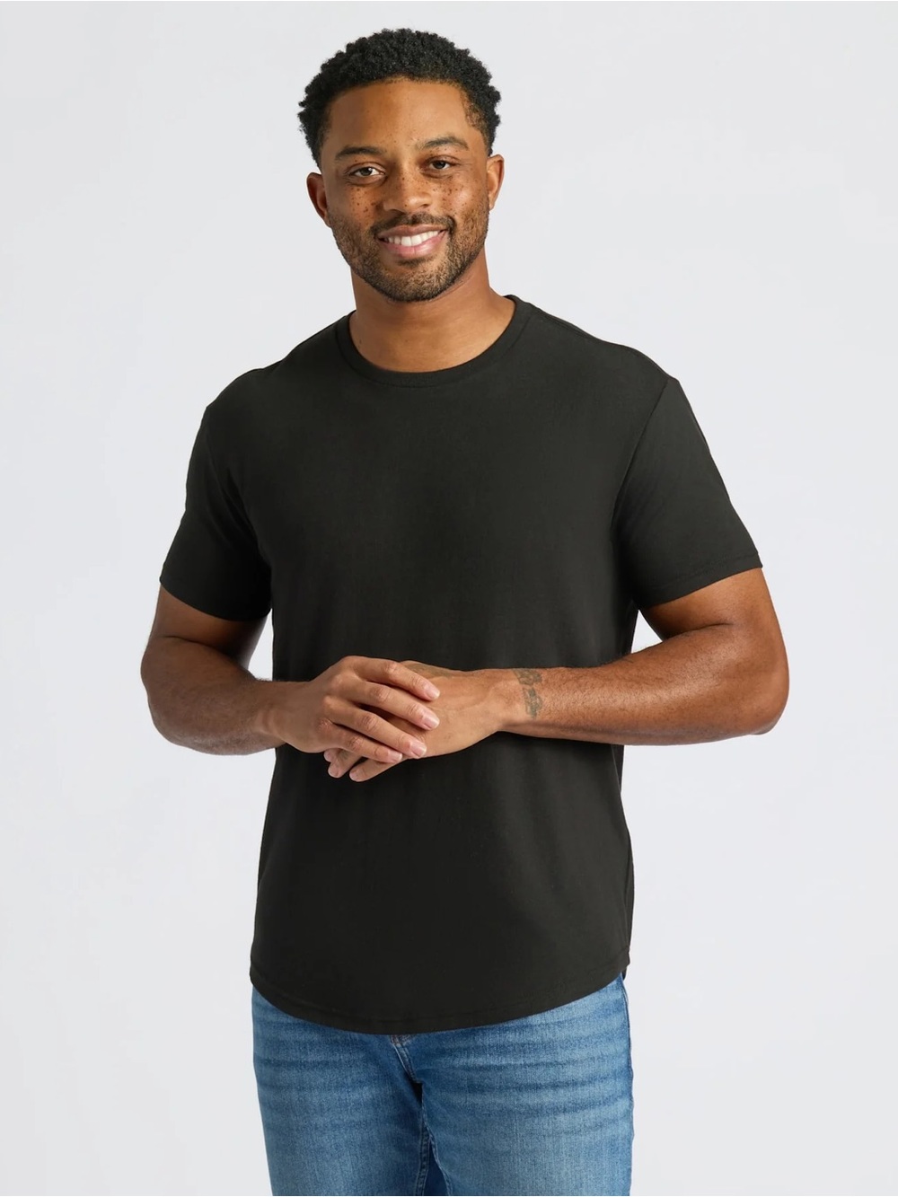 Classic Curved Hem Crew Neck